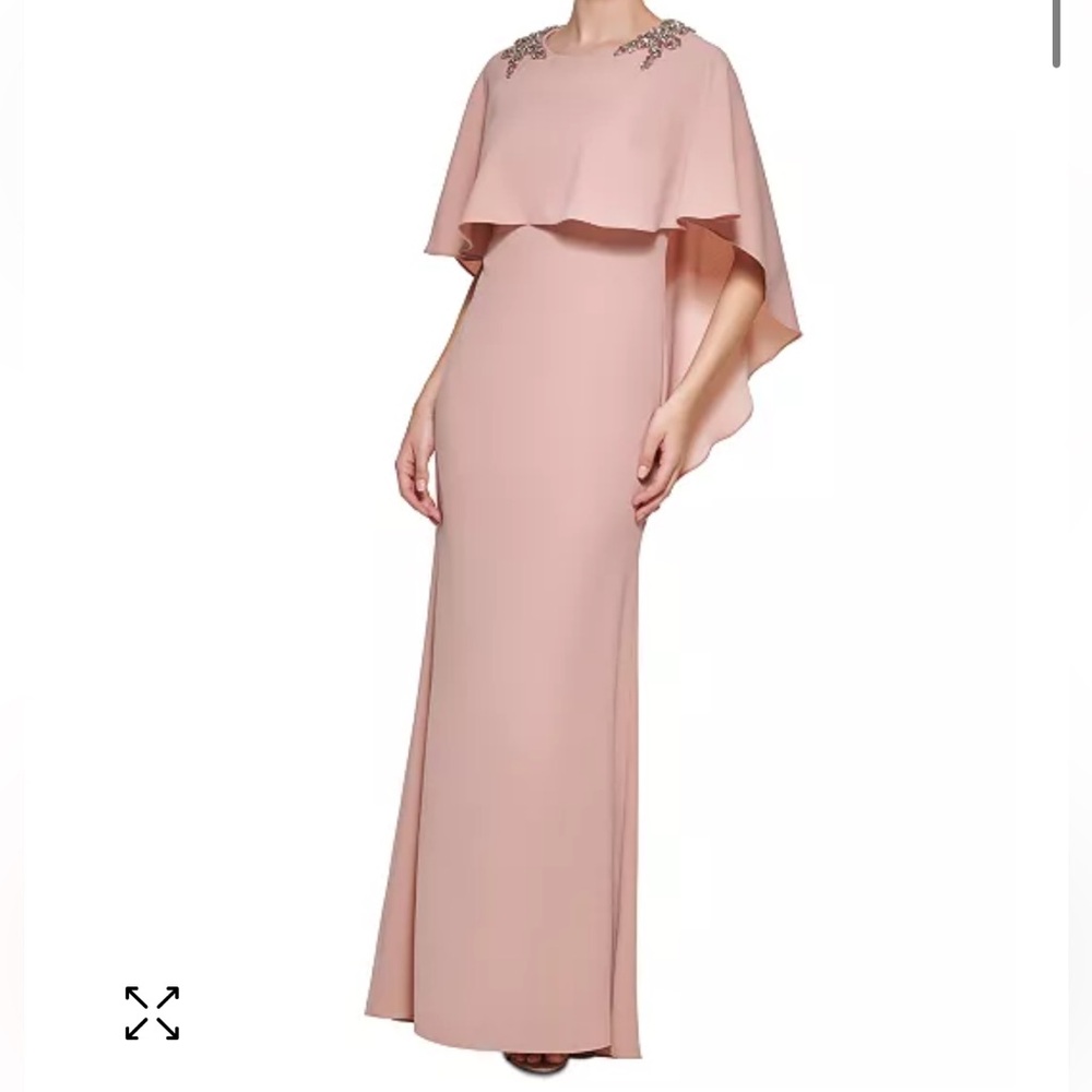 Vince Camuto embellished cape gown